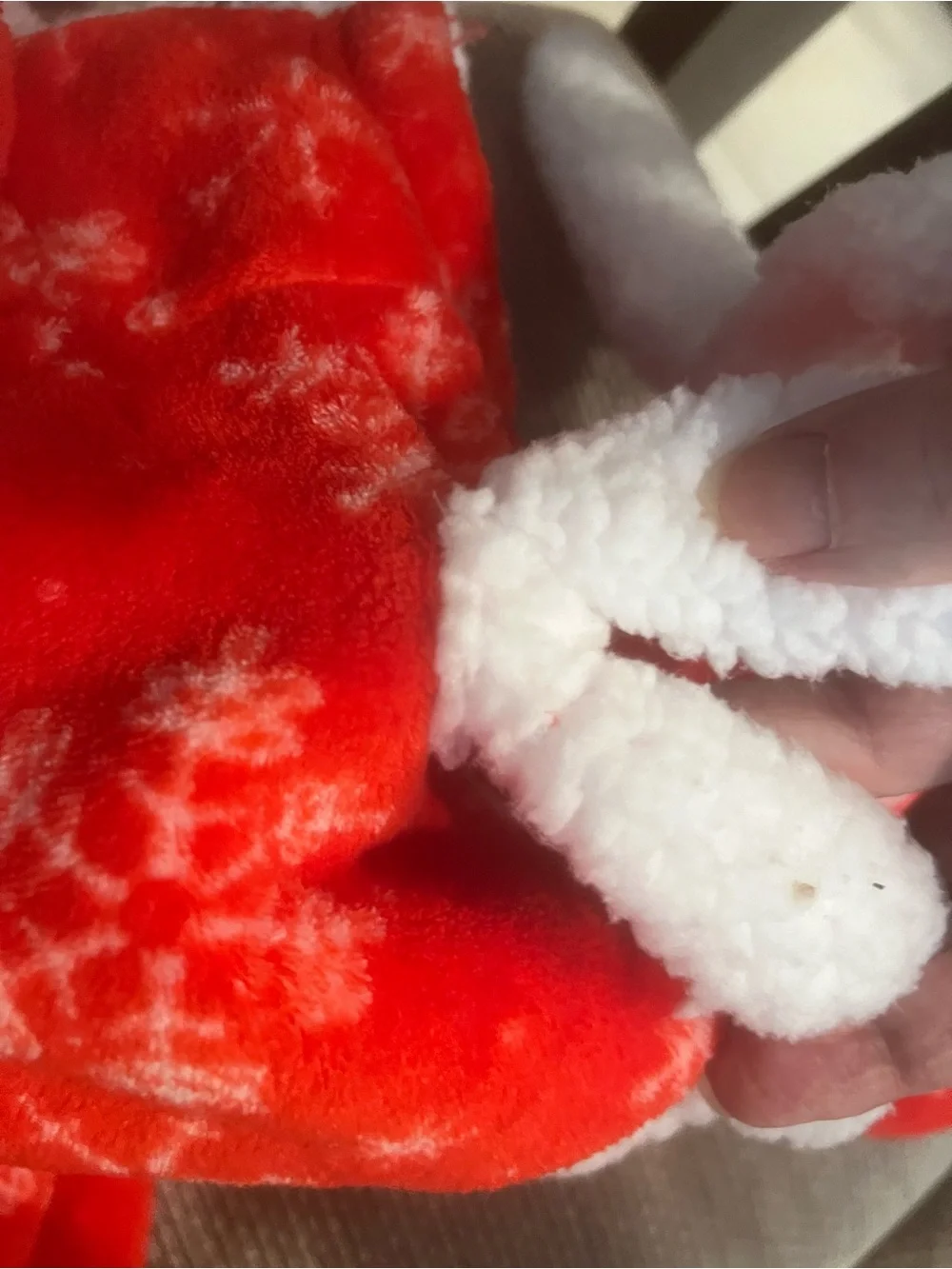 Red with White Snowflakes Fleece with White Sherpa Accents Hooded Robe for Dog